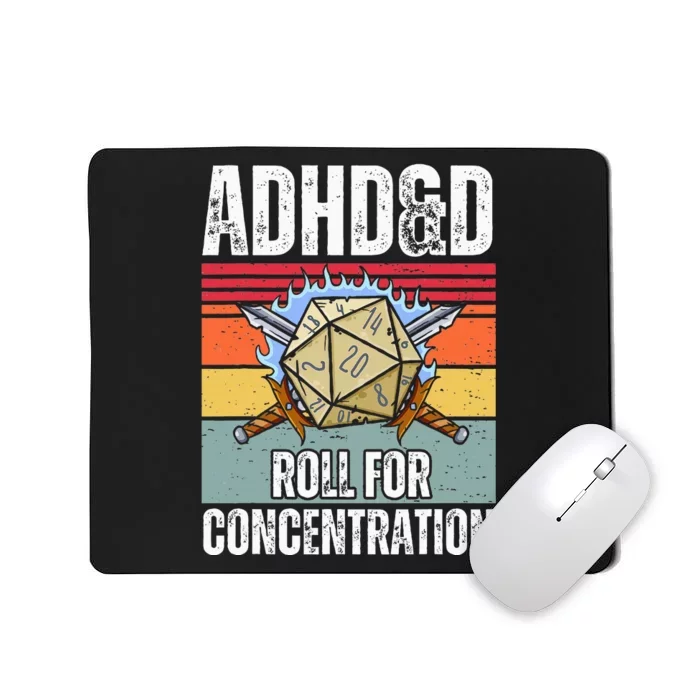 Retro Vintage Adhd&D Roll For Concentration Mousepad