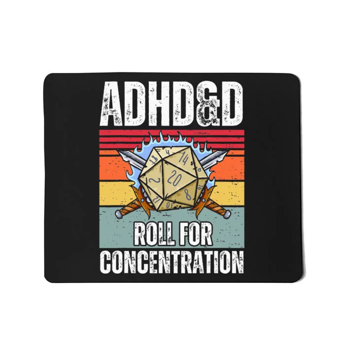 Retro Vintage Adhd&D Roll For Concentration Mousepad