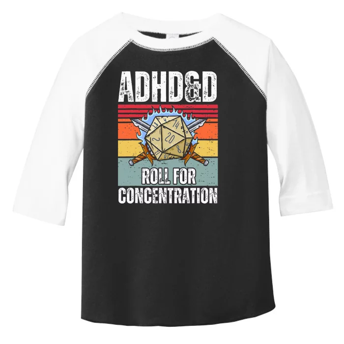 Retro Vintage Adhd&D Roll For Concentration Toddler Fine Jersey T-Shirt