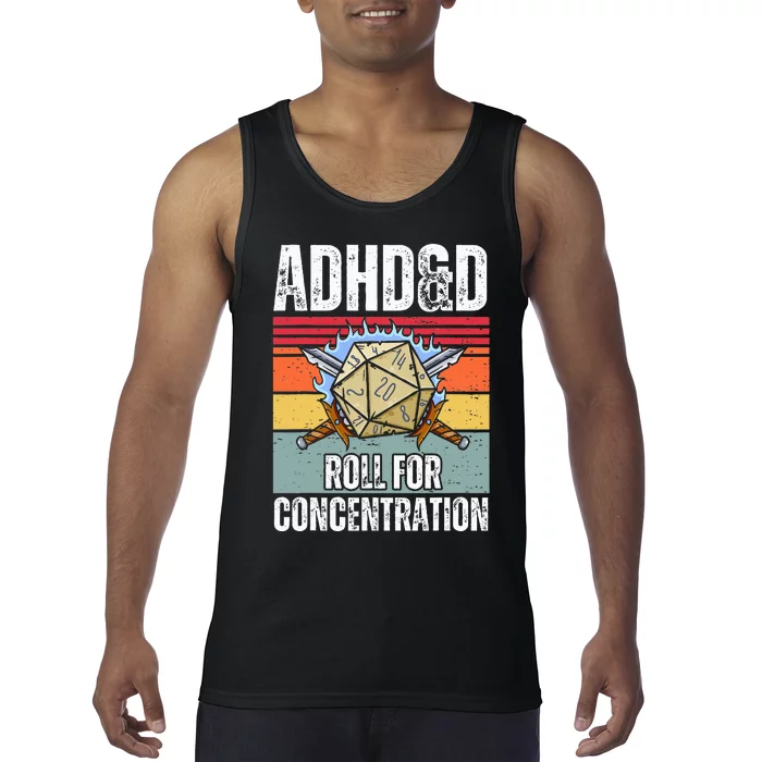 Retro Vintage Adhd&D Roll For Concentration Tank Top