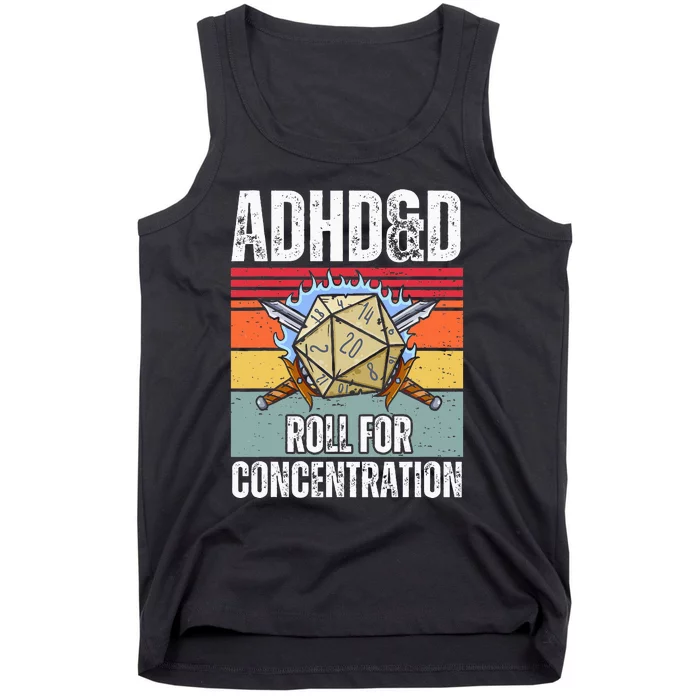 Retro Vintage Adhd&D Roll For Concentration Tank Top