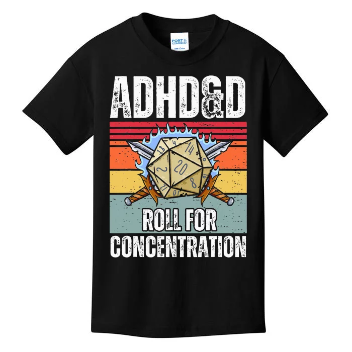 Retro Vintage Adhd&D Roll For Concentration Kids T-Shirt