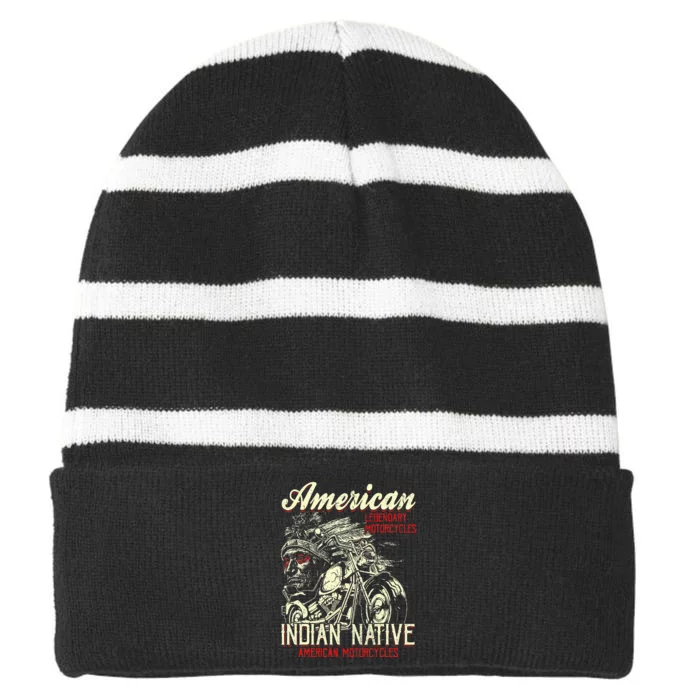 Retro Vintage American For Old Biker Striped Beanie with Solid Band