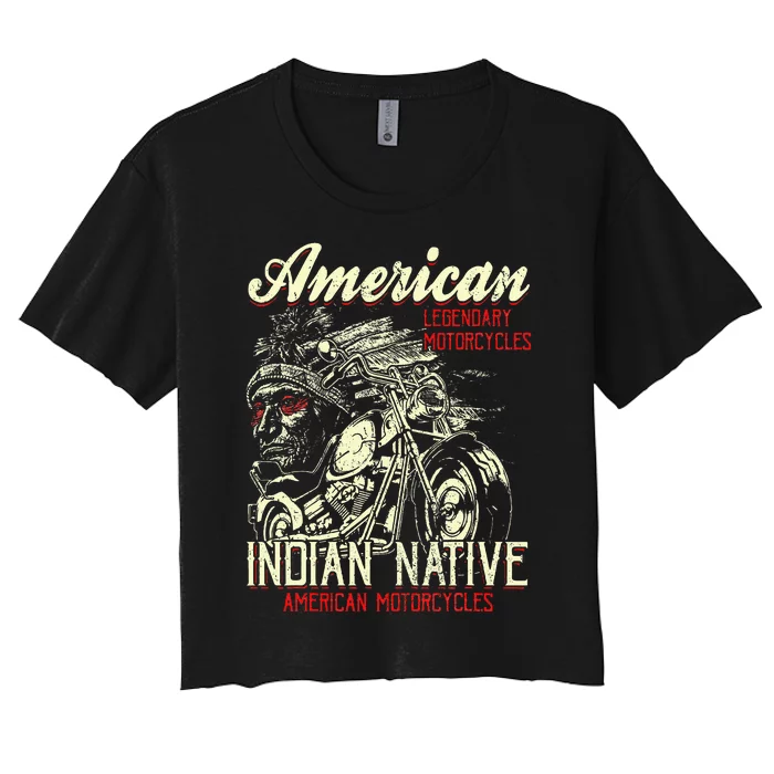 Retro Vintage American For Old Biker Women's Crop Top Tee