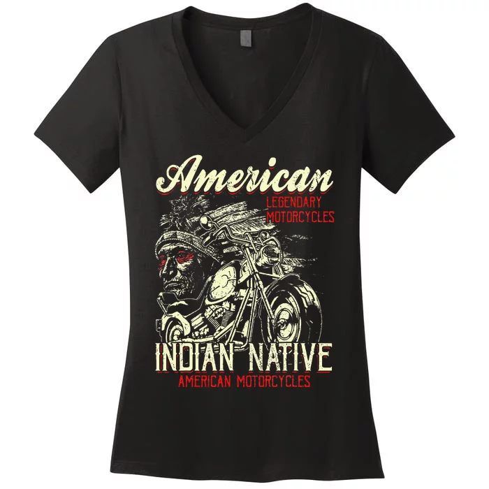 Retro Vintage American Motorcycle Women's V-Neck T-Shirt