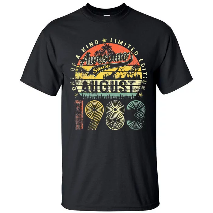 Retro Vintage August 1983 40th Birthday Gifts Tall T-Shirt