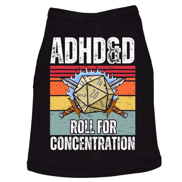 Retro Vintage Adhd&D Roll For Concentration Funny Gamer Doggie Tank