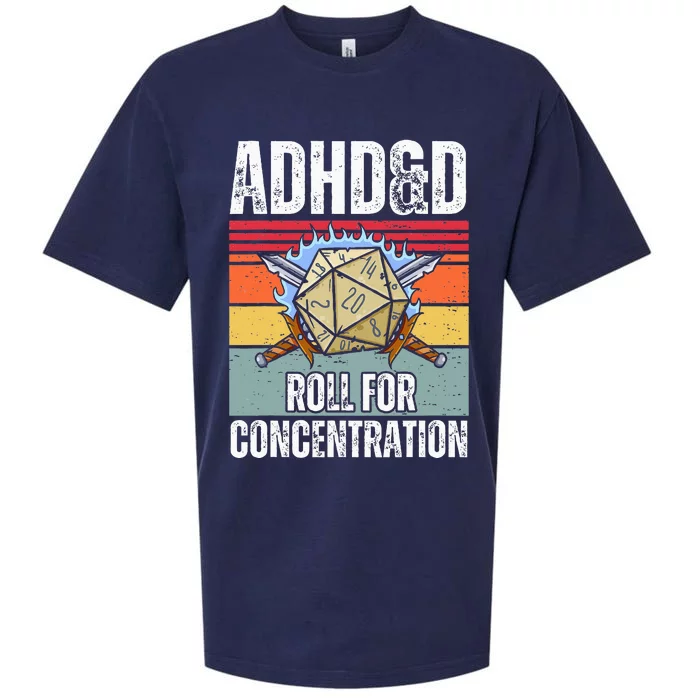 Retro Vintage Adhd&D Roll For Concentration Funny Gamer Sueded Cloud Jersey T-Shirt