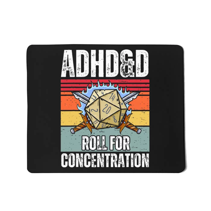 Retro Vintage ADHD&D Roll For Concentration Funny Gamer Mousepad