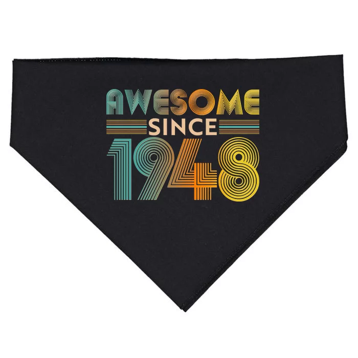 Retro Vintage Awesome Since 1948 Birthday USA-Made Doggie Bandana