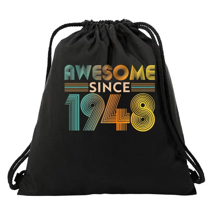 Retro Vintage Awesome Since 1948 Birthday Drawstring Bag