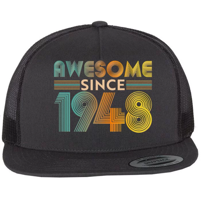 Retro Vintage Awesome Since 1948 Birthday Flat Bill Trucker Hat