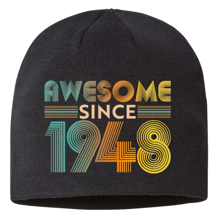 Retro Vintage Awesome Since 1948 Birthday 8 1/2in Sustainable Knit Beanie