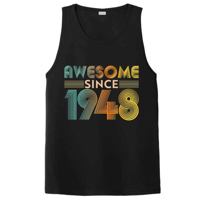 Retro Vintage Awesome Since 1948 Birthday Performance Tank