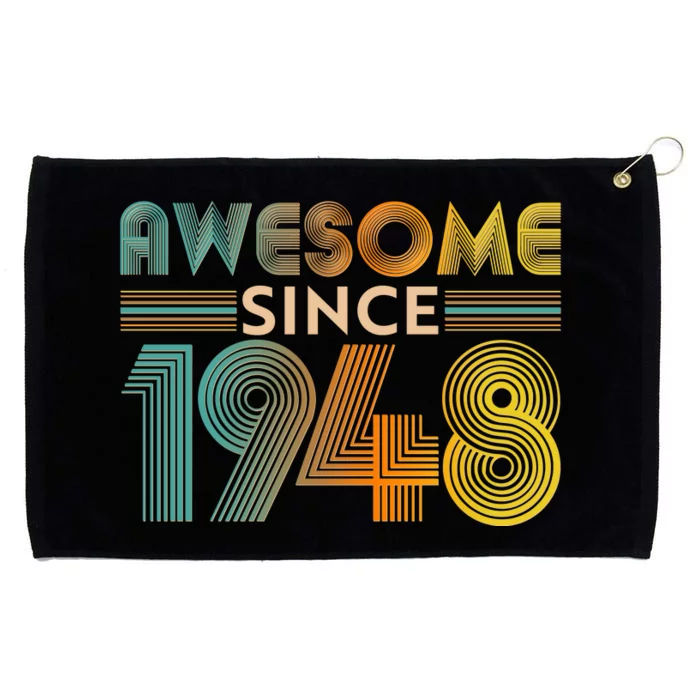 Retro Vintage Awesome Since 1948 Birthday Grommeted Golf Towel