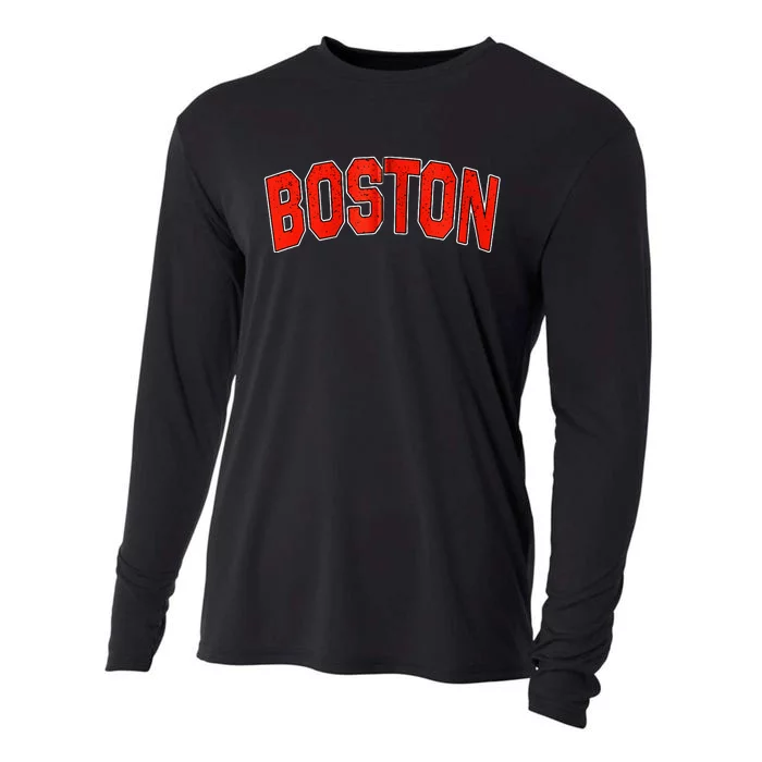 Retro Vintage Boston Massachusetts State Boston Varsity Cooling Performance Long Sleeve Crew