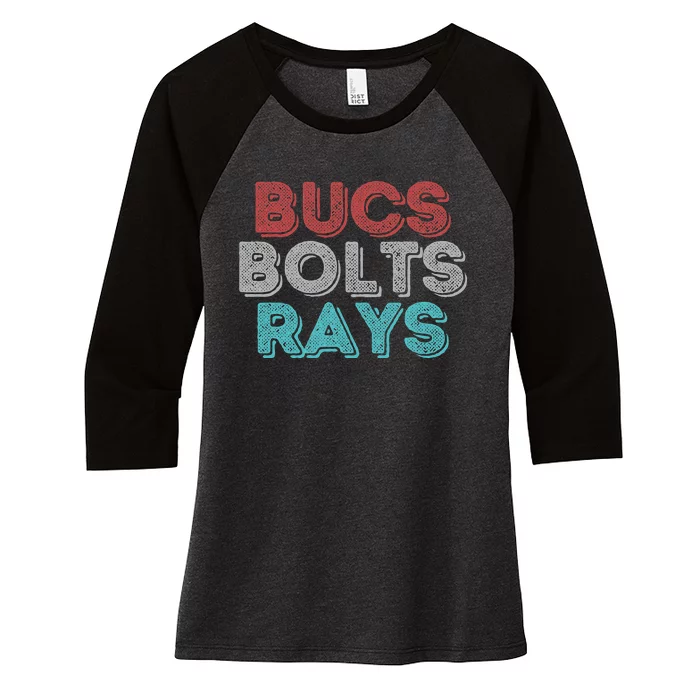 Retro Vintage Bucs Bolts Rays Women's Tri-Blend 3/4-Sleeve Raglan Shirt