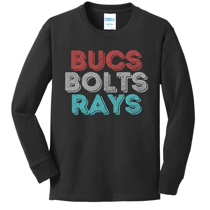 Retro Vintage Bucs Bolts Rays Kids Long Sleeve Shirt