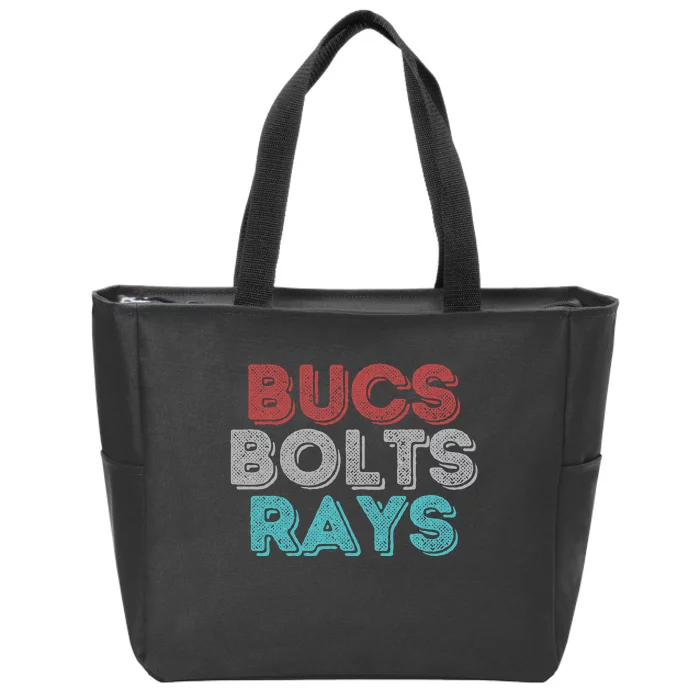 Retro Vintage Bucs Bolts Rays Zip Tote Bag