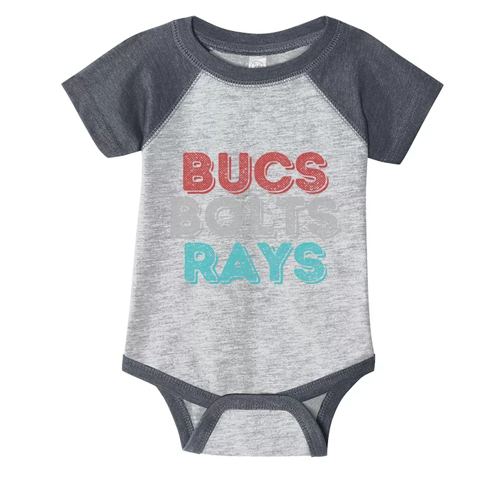 Retro Vintage Bucs Bolts Rays Infant Baby Jersey Bodysuit