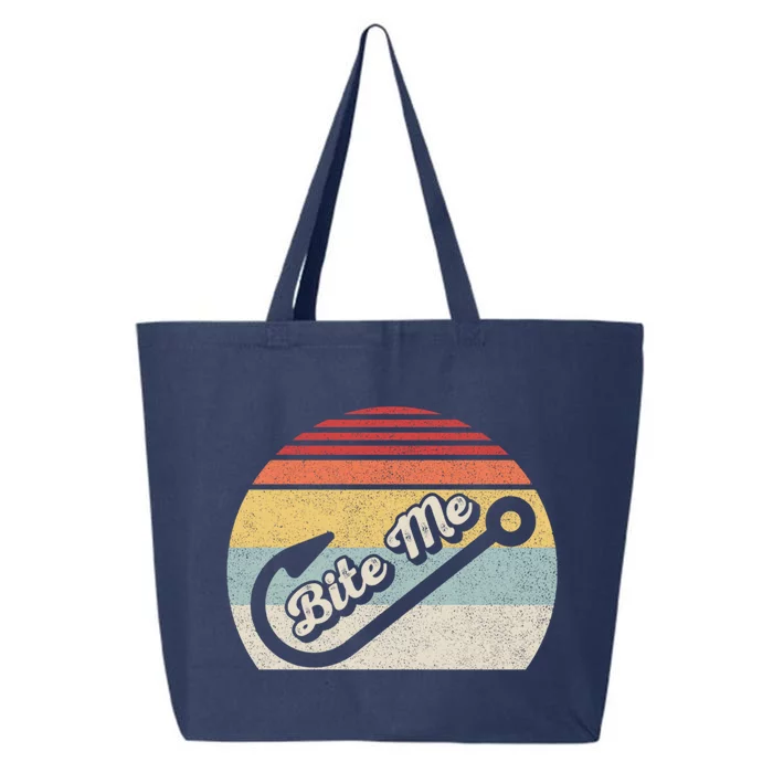 Retro Vintage Bite Me Funny Fishing Fisher Gift 25L Jumbo Tote