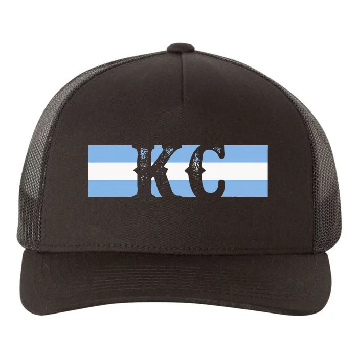 Retro Vintage Blue Stripes Kc Kansas City Yupoong Adult 5-Panel Trucker Hat