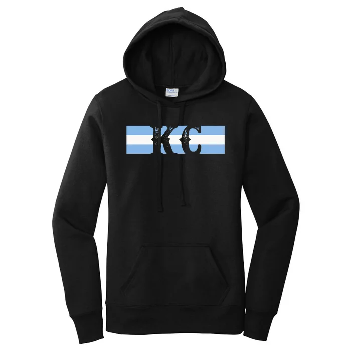 Retro Vintage Blue Stripes Kc Kansas City Women's Pullover Hoodie