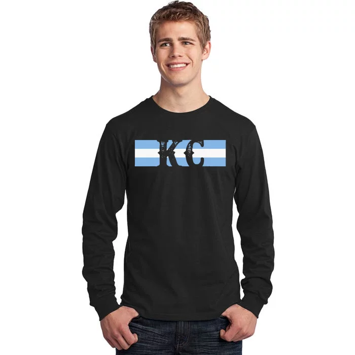 Retro Vintage Blue Stripes Kc Kansas City Tall Long Sleeve T-Shirt