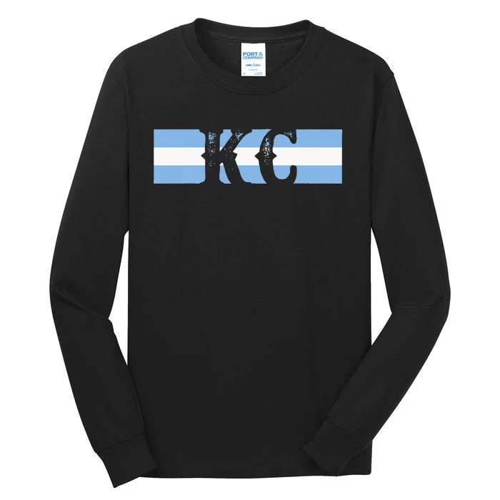 Retro Vintage Blue Stripes Kc Kansas City Tall Long Sleeve T-Shirt