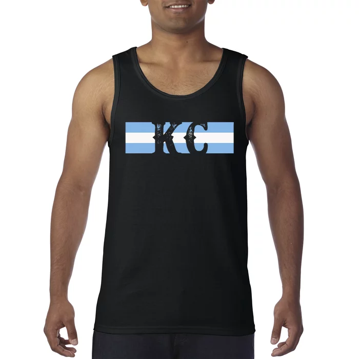 Retro Vintage Blue Stripes Kc Kansas City Tank Top