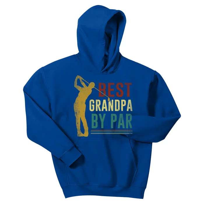 Retro Vintage Best Grandpa By Par Golf Fathers Day Gift Kids Hoodie