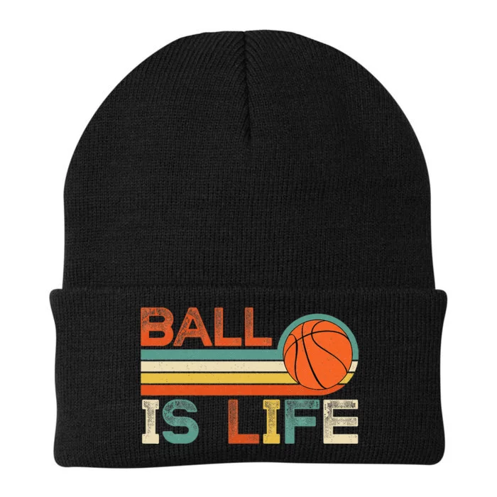 Retro Vintage Ball Is Life Basketball Fans Lover Funny Knit Cap Winter Beanie