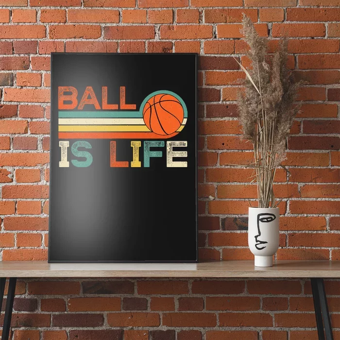 Retro Vintage Ball Is Life Basketball Fans Lover Funny Poster