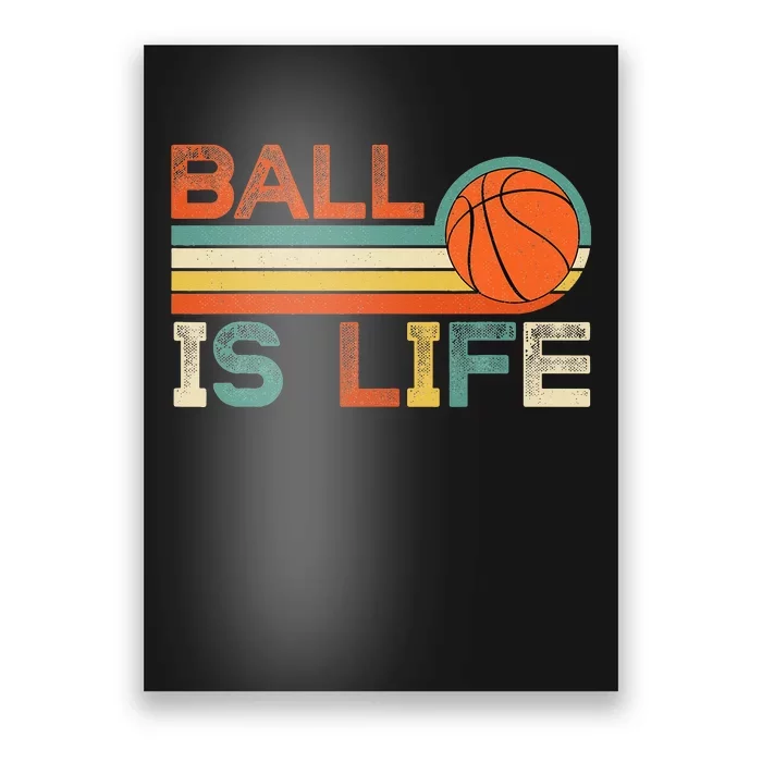 Retro Vintage Ball Is Life Basketball Fans Lover Funny Poster