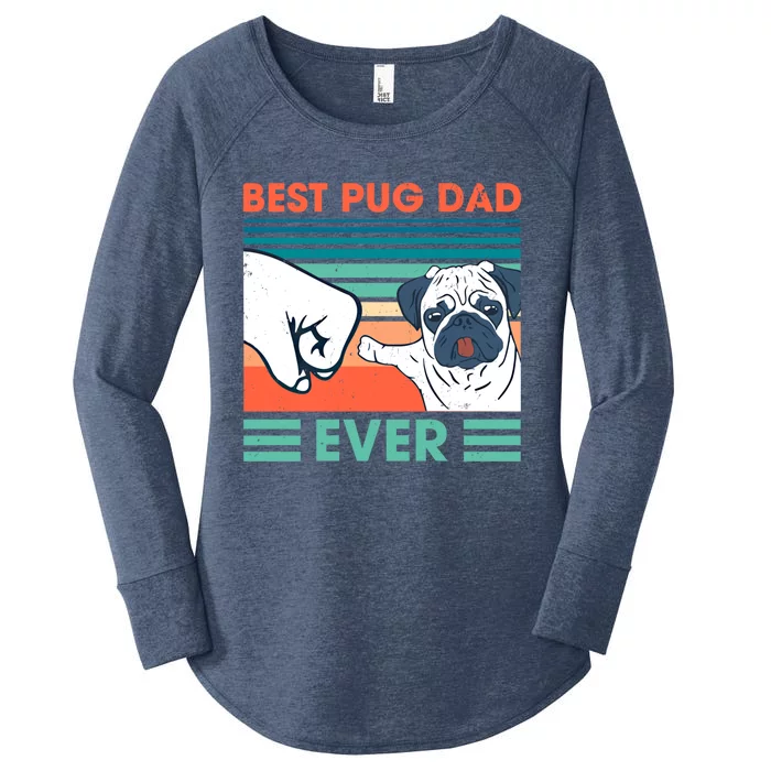 Retro Vintage Best Pug Dad Ever Dog Dad Daddy Fathers Day Gift Women's Perfect Tri Tunic Long Sleeve Shirt