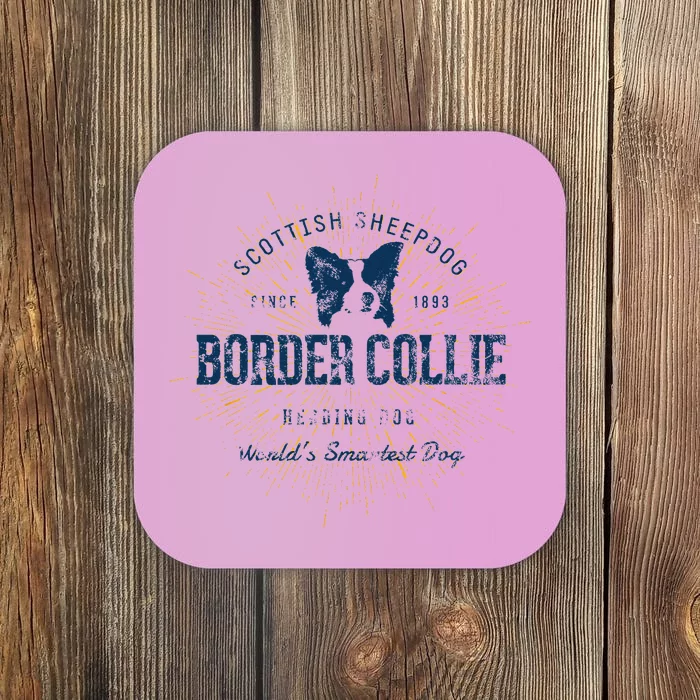 Retro Vintage Border Collie Coaster