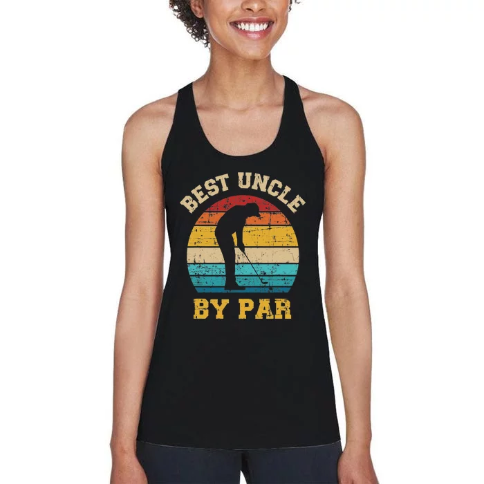 Retro Vintage Best uncle By Par Golf Father's Day Women's Racerback Tank