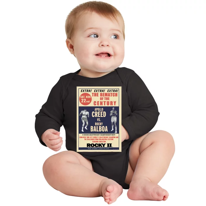 Rocky Vs Balboa Rematch Of The Century Poster Baby Long Sleeve Bodysuit