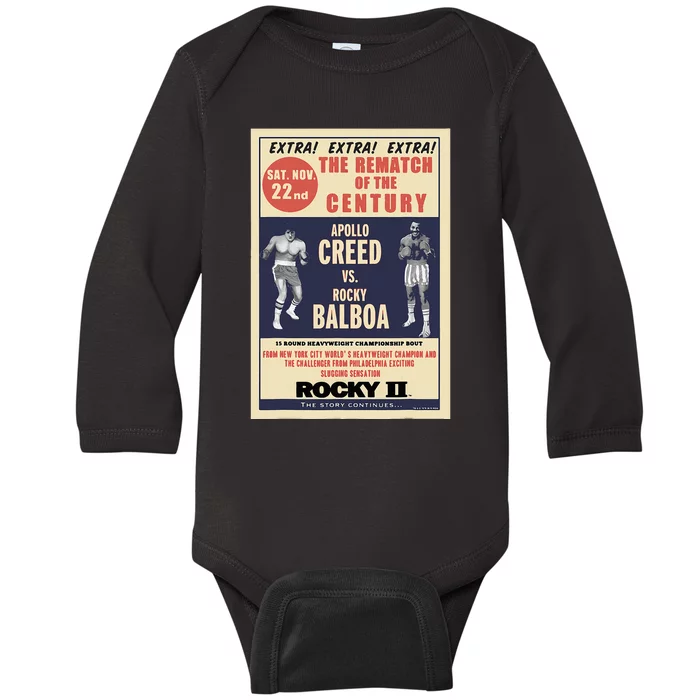 Rocky Vs Balboa Rematch Of The Century Poster Baby Long Sleeve Bodysuit