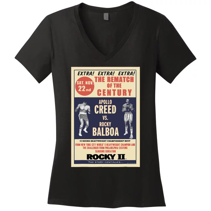 Rocky Vs Balboa Rematch Of The Century Poster Women's V-Neck T-Shirt