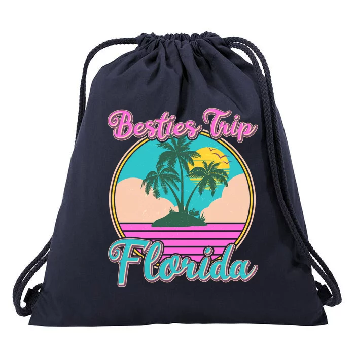 Retro VIntage Besties Trip Florida Drawstring Bag