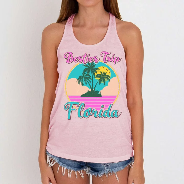 Retro VIntage Besties Trip Florida Women's Knotted Racerback Tank