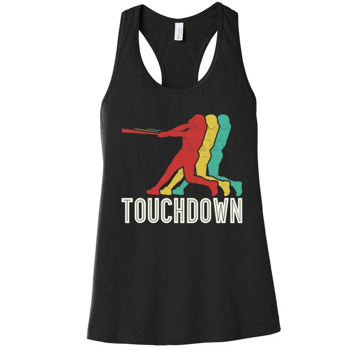 Retro Vintage Baseball Touchdown - Funny Baseball Women's Racerback Tank