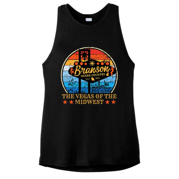 Retro Vintage Branson Missouri Vegas Of The Midwest Tourism Ladies Tri-Blend Wicking Tank