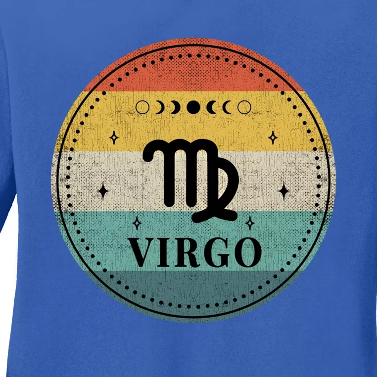 Retro Virgo Birthday Zodiac Sign Virgo Cute Gift Ladies Long Sleeve Shirt