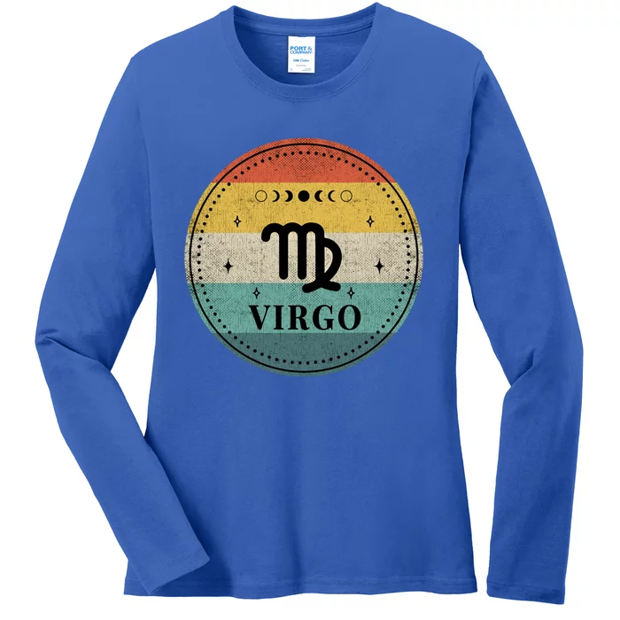 Retro Virgo Birthday Zodiac Sign Virgo Cute Gift Ladies Long Sleeve Shirt