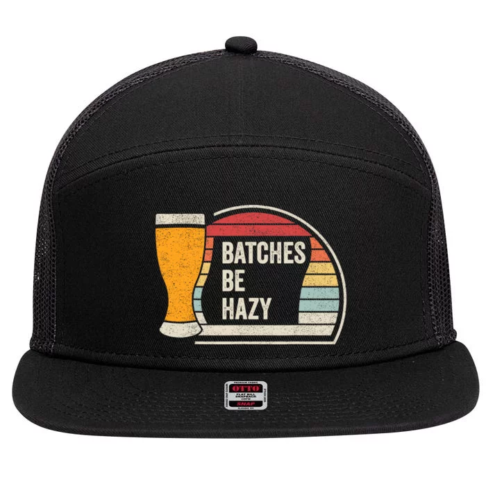 Retro Vintage Batches Be Hazy For Home Brewing Craft Beer 7 Panel Mesh Trucker Snapback Hat