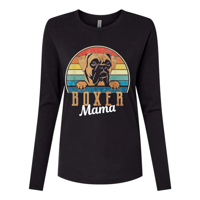 Retro Vintage Boxer Mama Boxer Dog Mom Womens Cotton Relaxed Long Sleeve T-Shirt