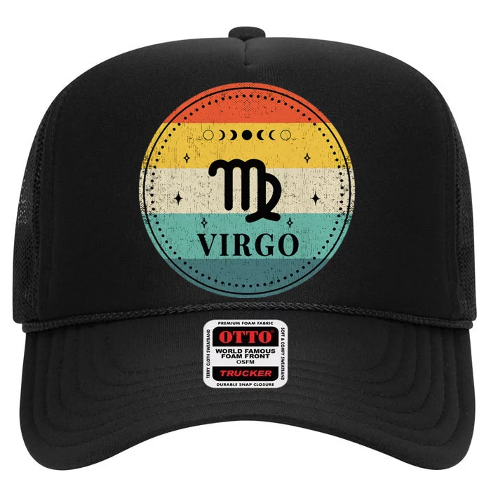 Retro Virgo Birthday Zodiac Sign Virgo High Crown Mesh Trucker Hat