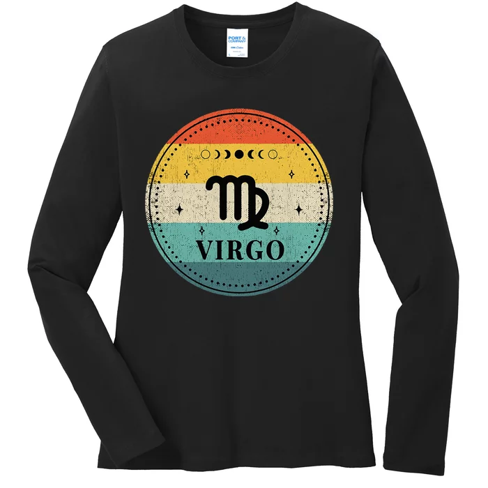 Retro Virgo Birthday Zodiac Sign Virgo Ladies Long Sleeve Shirt